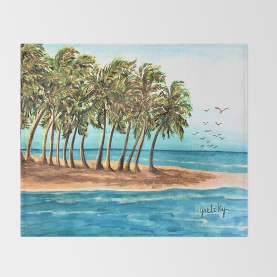 Private Island Painting Throw Blanket