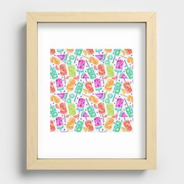 Watercolor Fruitsicles - Pattern - Cool Tones Recessed Framed Print