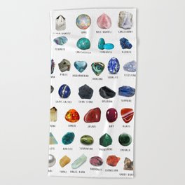 crystals gemstones identification Beach Towel
