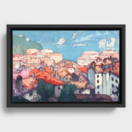 Lugano by Hiroshi Yoshida - Japanese Vintage Ukiyo-e Woodblock Painting - Europe Series Framed Canvas