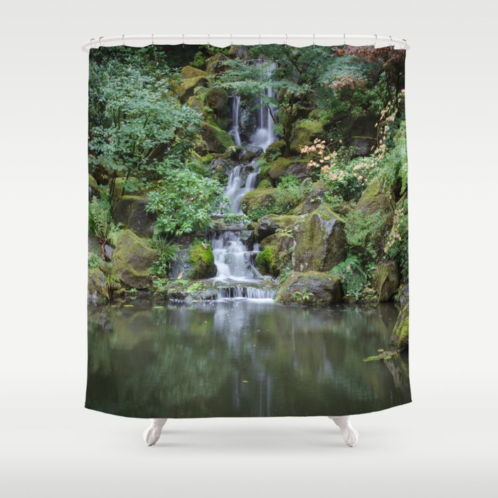 Portland Japanese Garden Waterfall Shower Curtain