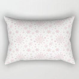 White & Pink Pretty Winter Snowflake Pattern Rectangular Pillow