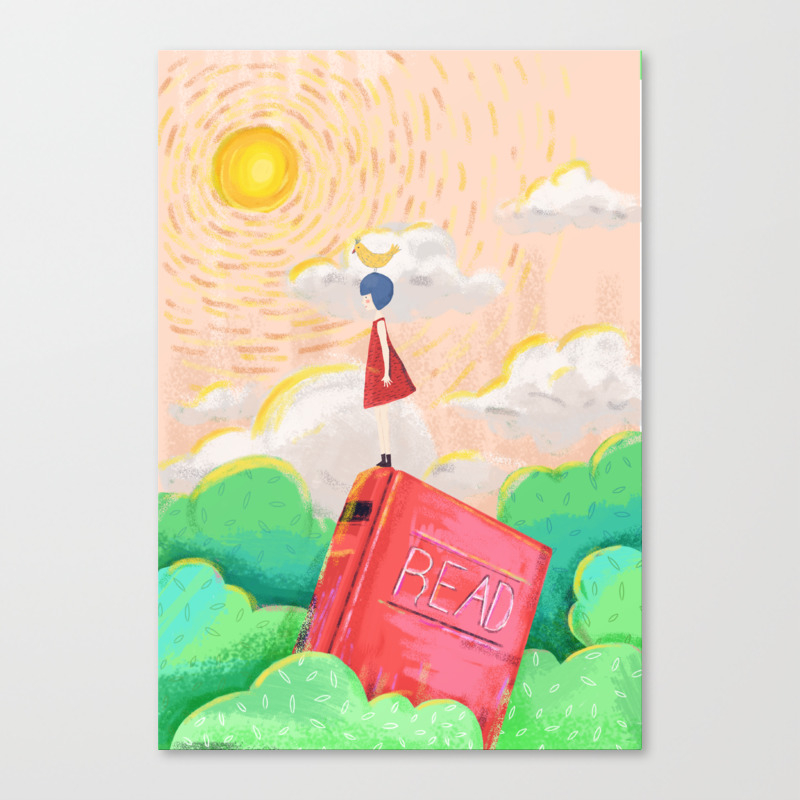 Cute Girl Painting Scenery Canvas Print By Allenan Store Society6