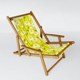 Retro Modern Daisy Flowers On Yellow Sling Chair