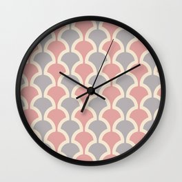 Classic Fan or Scallop Pattern 418 Gray and Dusty Rose Wall Clock