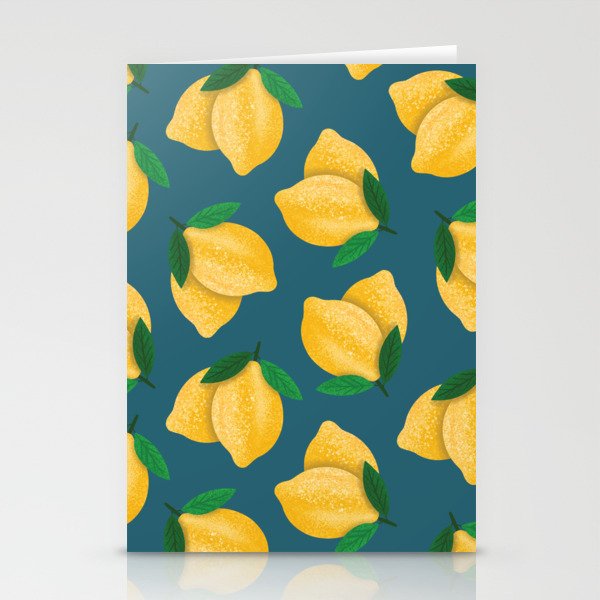 Lemon Pattern Blue Green Stationery Cards