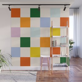 Retro Rainbow Checkerboard  Wall Mural