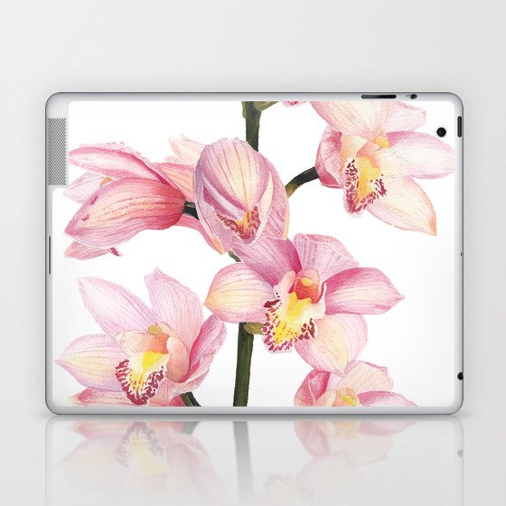 The Orchid, A Realistic Botanical Watercolor Painting Laptop & iPad Skin