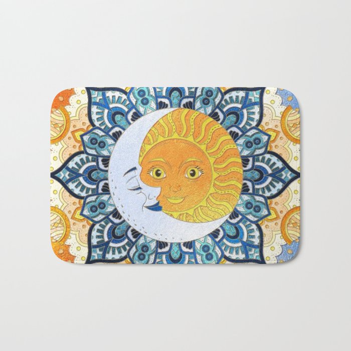 Sun and Moon Mandala Bath Mat