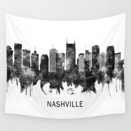 Nashville Tennessee Skyline BW Wall Tapestry