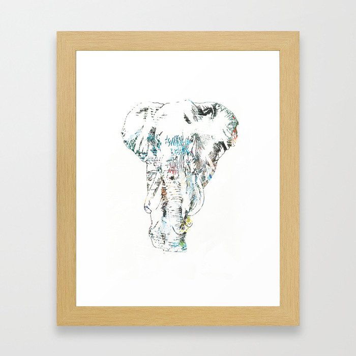 Multi-coloured elephant print Framed Art Print