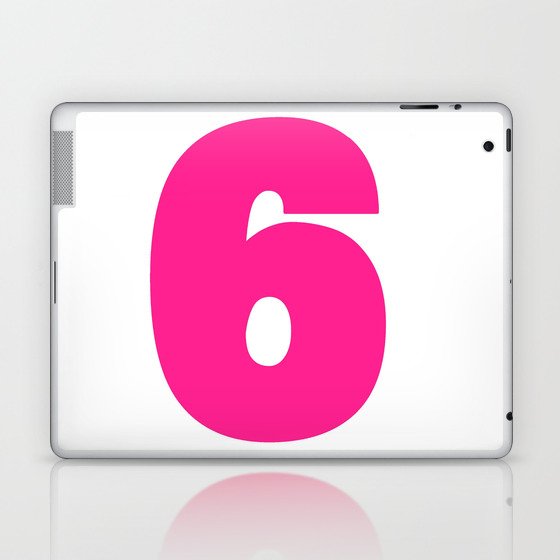 6 (Dark Pink & White Number) Laptop & iPad Skin
