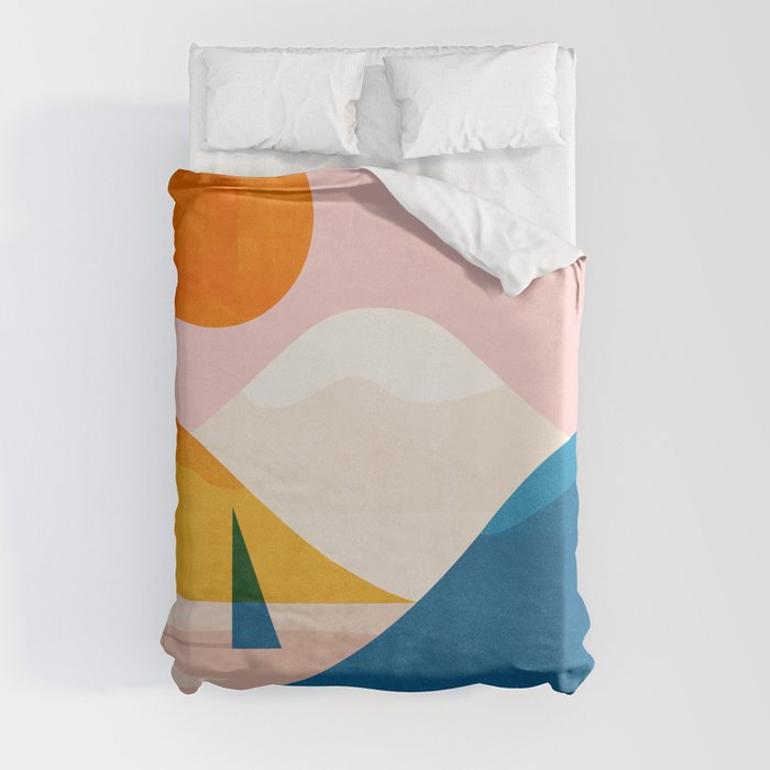 Abstraction_Lake_Sunset_Minimalism_002 Duvet Cover