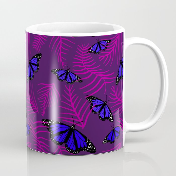 blue butterfly in purple with pink Coffee Mug