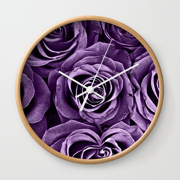 Rose Bouquet in Purple Wall Clock