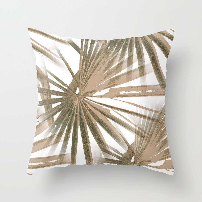 Brown on White Tropical Vibes Beach Palmtree Vector Throw Pillow by taiche  | Society6