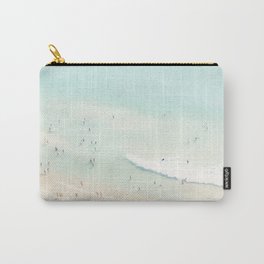 Aerial Beach - People - Pastel Ocean - Aerial Mint Green Sea - Crashing Waves - Travel photography Carry-All Pouch