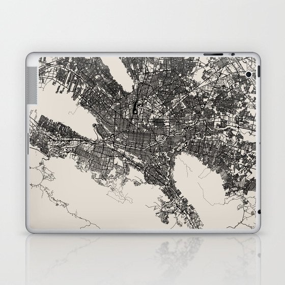 Mexico, Monterrey Map - Black and White  Laptop & iPad Skin