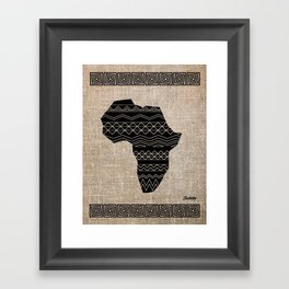 Map of Africa in Black on Beige, Ethnic Heritage, Cultural by Saletta Home Decor Framed Art Print
