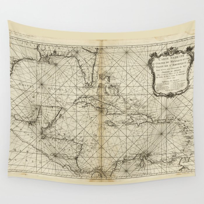 Map of the Caribbean (1749) Wall Tapestry by The Arts  Society6