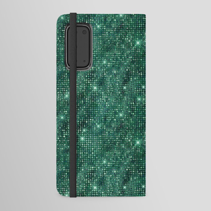 Green Diamond Studded Glam Pattern Android Wallet Case