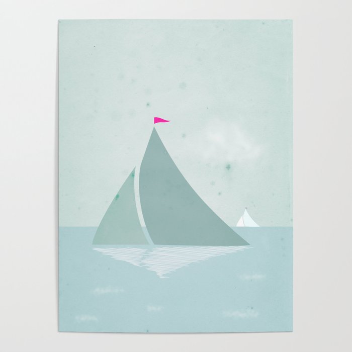 Peaceful seascape with sailboats Poster