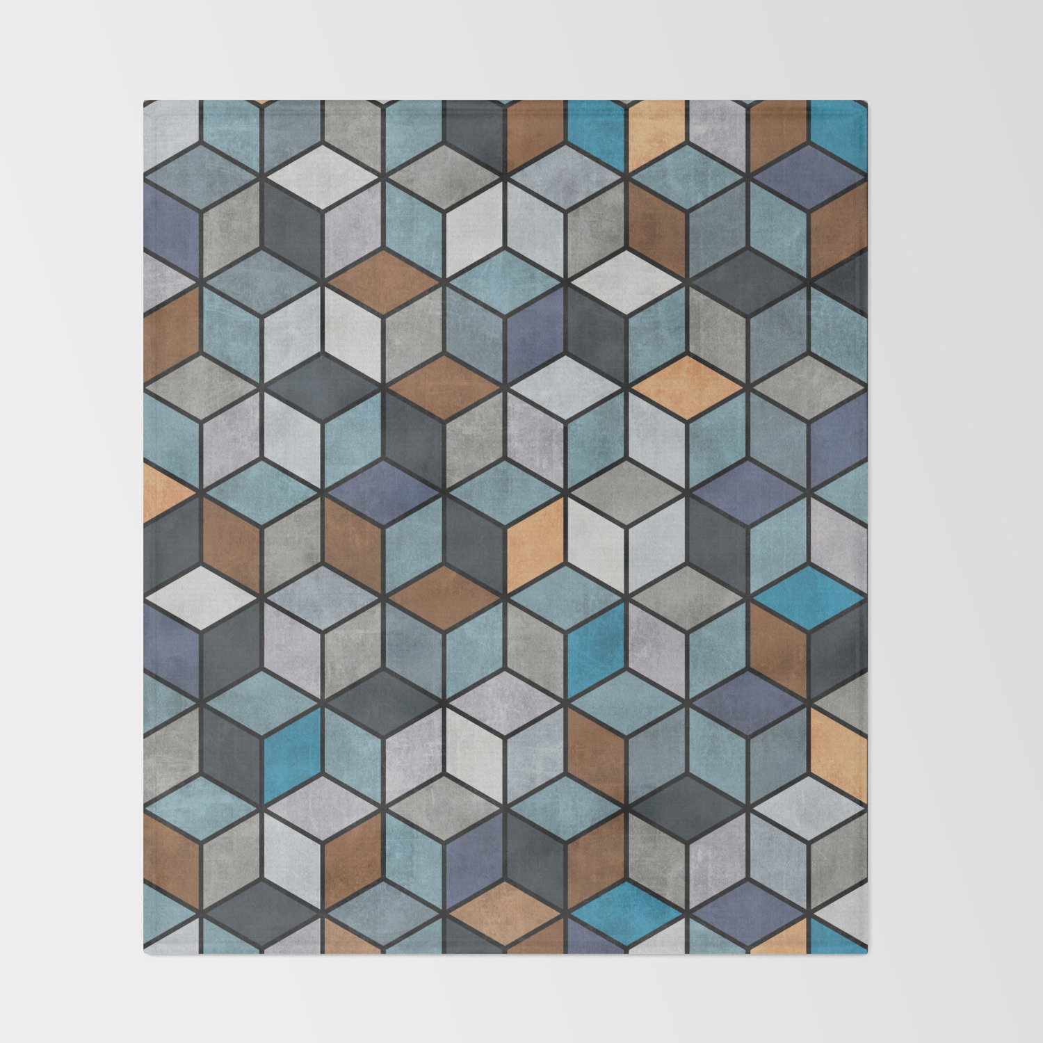 Colorful Concrete Cubes Blue Grey Brown Throw Blanket By