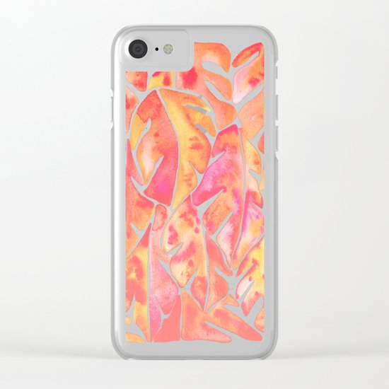 Split Leaf Philodendron – Melon Palette Clear iPhone Case