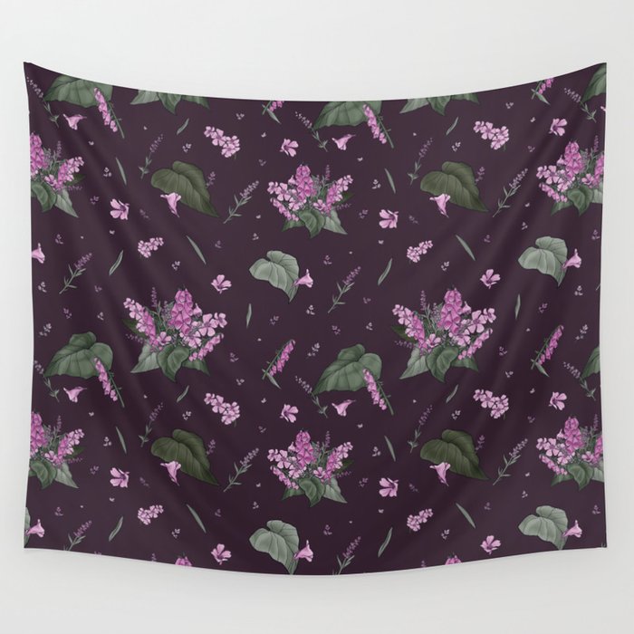 Warning Bouquet Dark Floral Print Wall Tapestry