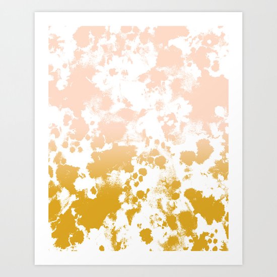 Minimal modern ombre gold to pastel pink abstract art pattern gender neutral Art Print