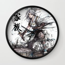 Samurai Girl with Japanese Calligraphy - Family - Ciri Parody Wall Clock