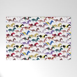 Off to the Horse Races Jockey Silk Pattern Welcome Mat