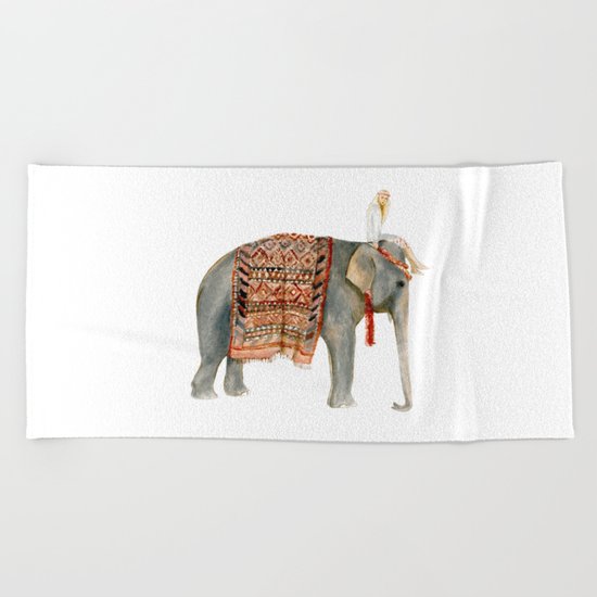 Elephant Ride Beach Towel