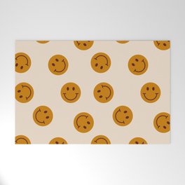 70s Retro Smiley Face Pattern Welcome Mat