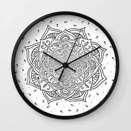 Lotus Mandala in Black and White | Zen Meditation Mandala Wall Clock