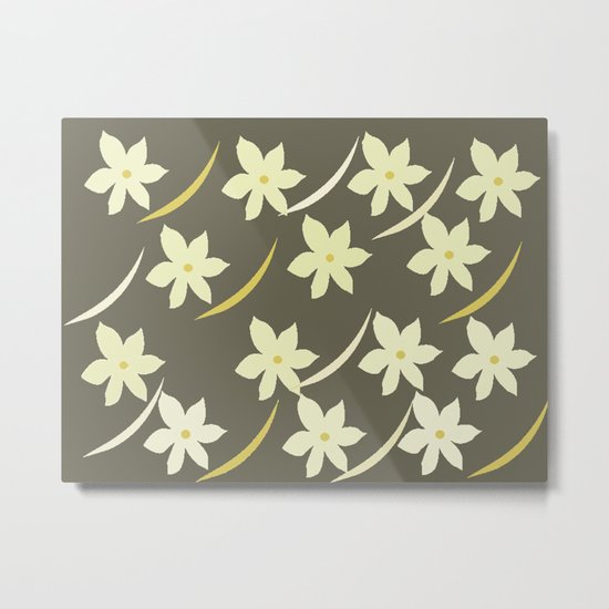 Golden Flower Abstract Metal Print