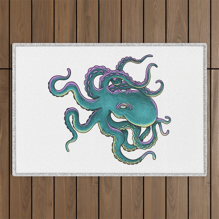 Green Octopus  Outdoor Rug
