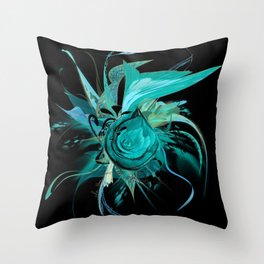 Turquoise on Black by Mia Niemi Throw Pillow