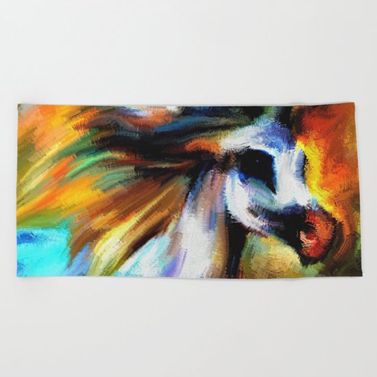 Rainbow Horse Beach Towel