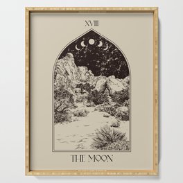 The Moon Tarot Card Poster. Mystic Landscape. Esoteric tarot. Dark moon Serving Tray