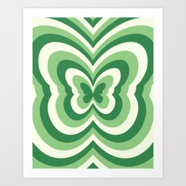 Retro 70s Butterfly in Forest Green Art Print
