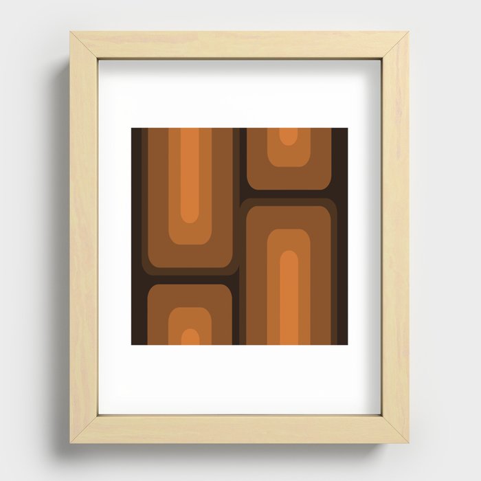 Mid Century Modern Long Rectangles Dark Burnt Orange Recessed Framed Print