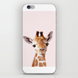 Baby Giraffe, Safari Animals, Pink, Kids Art, Baby Animals Art Print By Synplus iPhone Skin