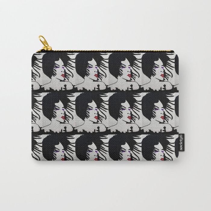Glamour Vibe Red Lips and Purple Eyes Portrait Silhouette Carry-All Pouch