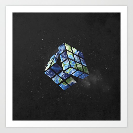 rubik's earth Art Print