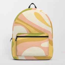 Mod Swirl Retro Abstract Pattern Blush Green Yellow Ochre Cream Backpack