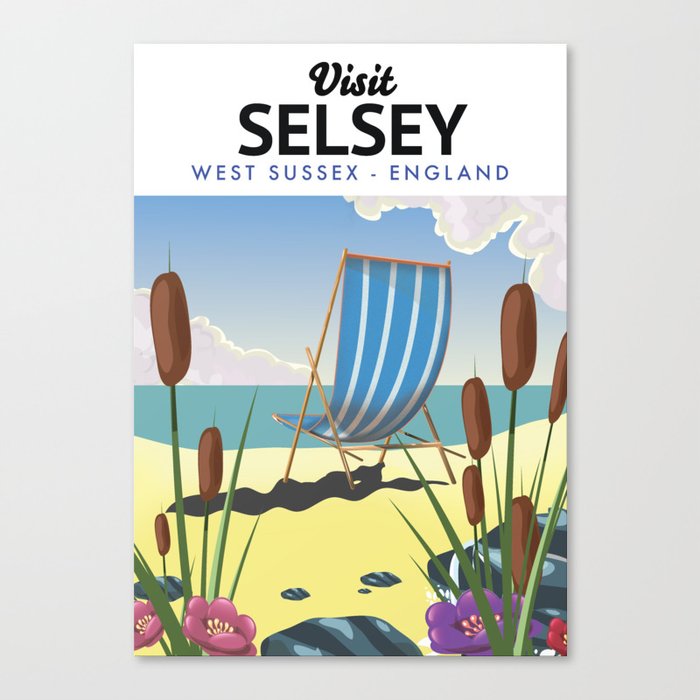 Selsey West Sussex England beach poster. Canvas Print