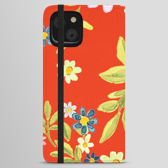 Red Japanese Floral  iPhone Wallet Case