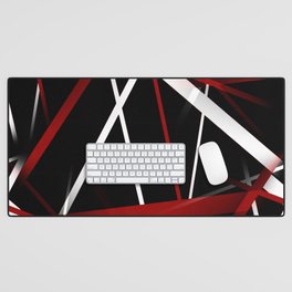 Seamless Red and White Stripes on A Black Background Desk Mat