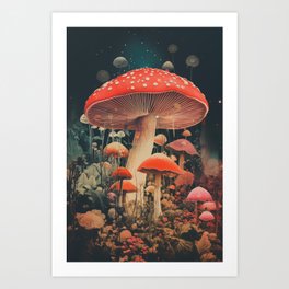 Mystical Mushroom Meadows Art Print